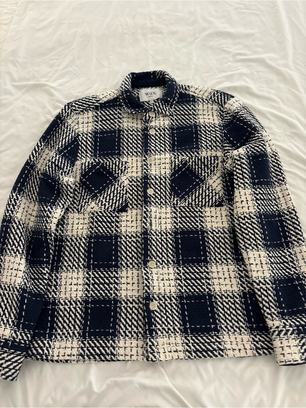WAX LONDON Whiting Overshirt in the “Navy Marine Beatnik” Shacket